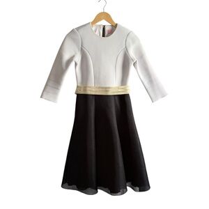 Zoe LTD Fit and Flare Modest Dress Teen Girls Size 20 Black White Knee Length